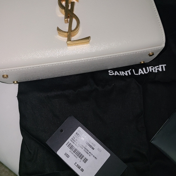 NWT YVES SAINT LAURENT Monogram Ivory Leather Convertible Crossbody Purse - Picture 2 of 8